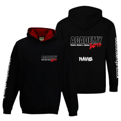 academy arts children's black and red varsity hoodie
